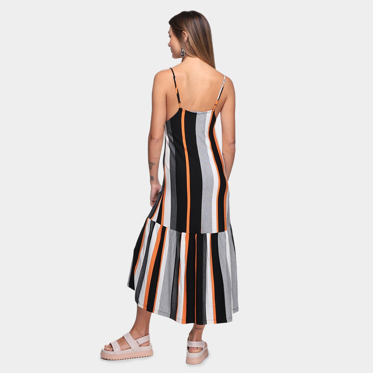 Vestido Oh, Boy! Sino Midi Listrado - Tam: P - 1