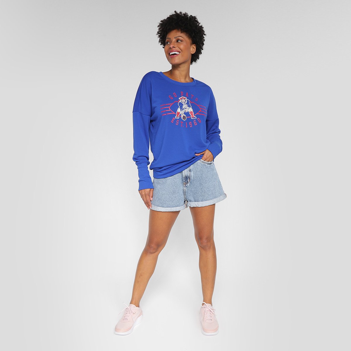 Moletom NFL New England Patriots Historic Nike Dri Fit Drop Shoulder Crew Feminino - Tam: P - 3