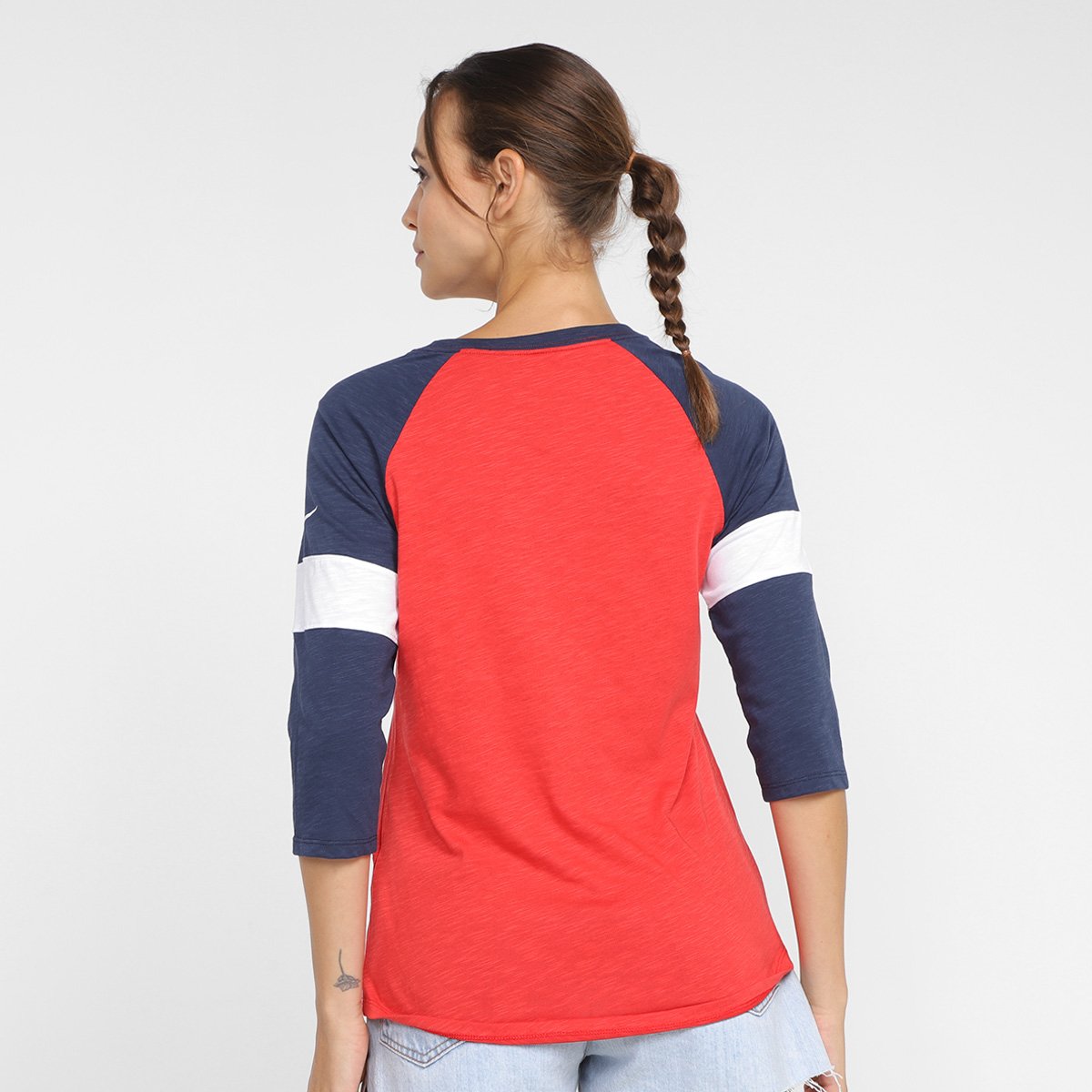 Camiseta Nike NFL New England Patriots Slub 3Q Raglan Feminina - Tam: P - 1