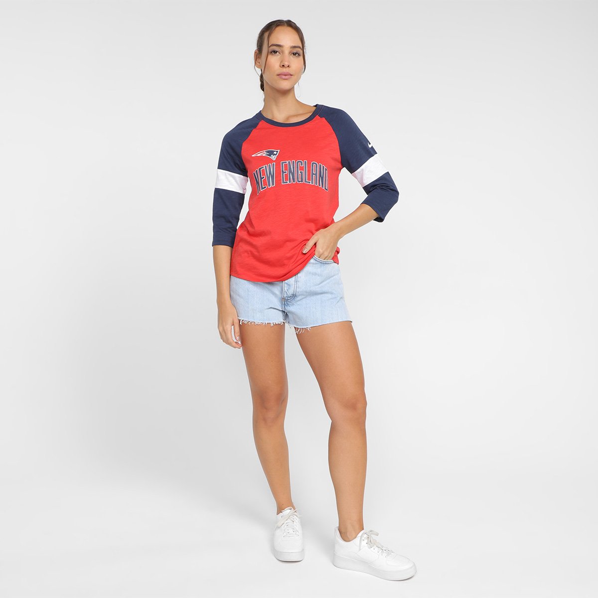 Camiseta Nike NFL New England Patriots Slub 3Q Raglan Feminina - Tam: P - 3