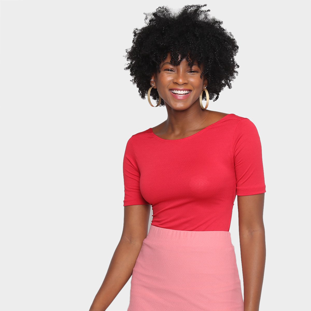 Body Modaloka Decote Nas Costas Manga Curta Feminina