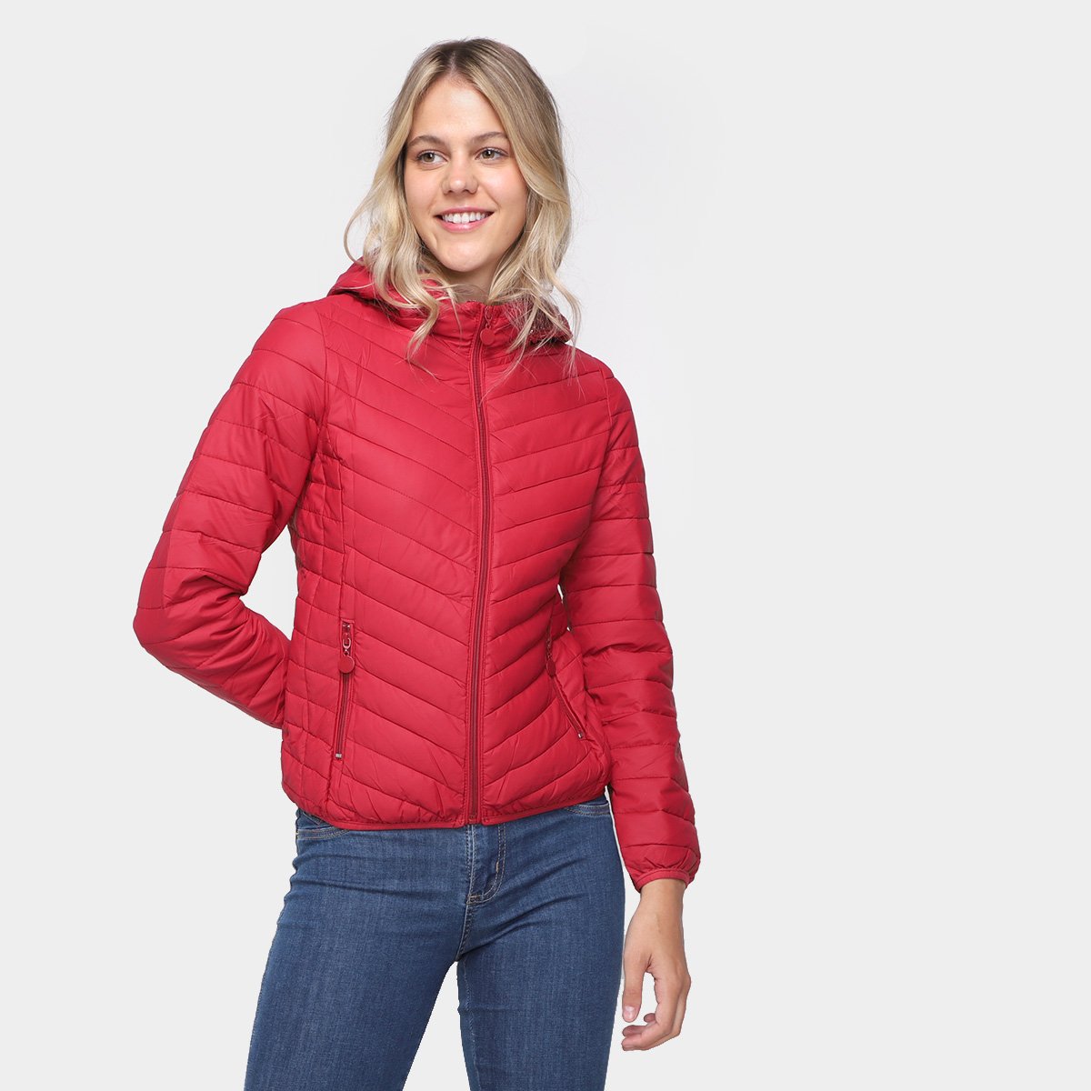 Jaqueta Puffer Boot Jeans C/ Capuz Feminina