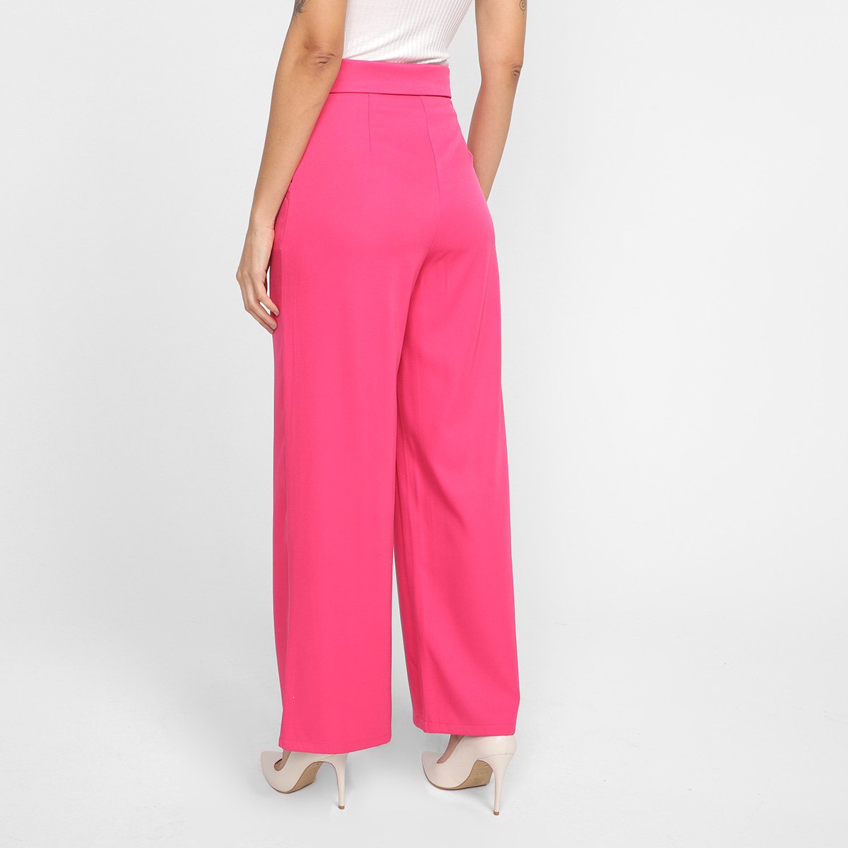 Calça Pantalona Eagle Rock Alfaiataria Cintura Alta Feminina - Tam: P - 2