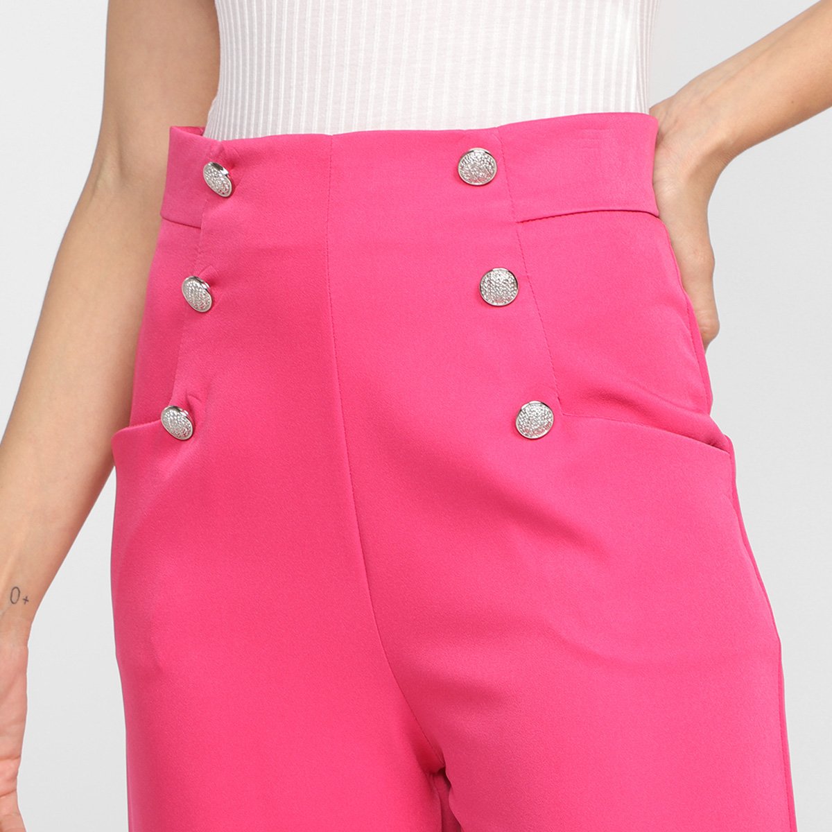 Calça Pantalona Eagle Rock Alfaiataria Cintura Alta Feminina - Tam: P - 3