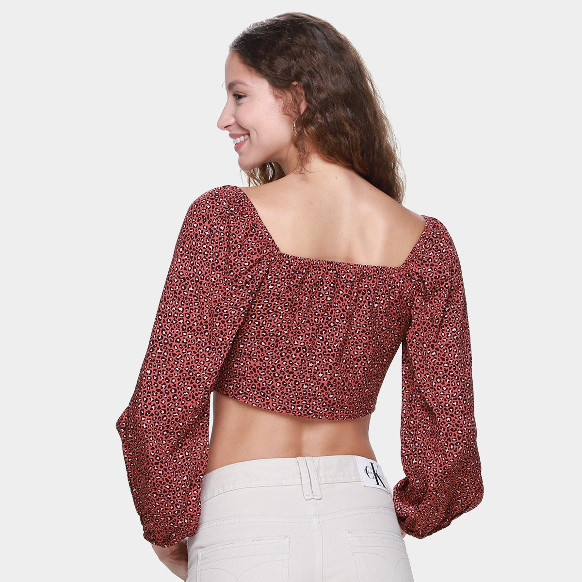 Blusa Hang Loose Manga Longa Animal Print Feminina - Tam: P - 1