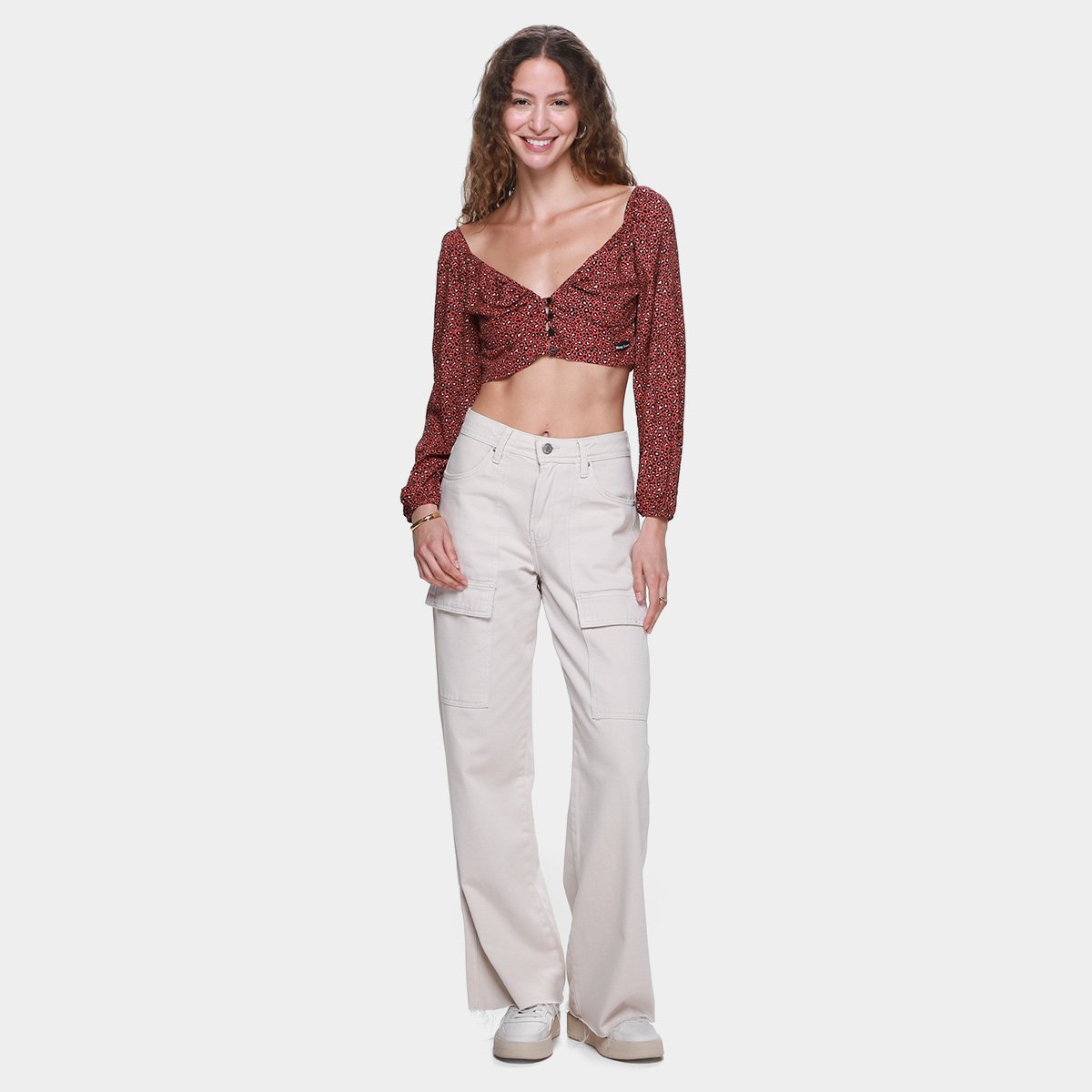 Blusa Hang Loose Manga Longa Animal Print Feminina - Tam: P - 3