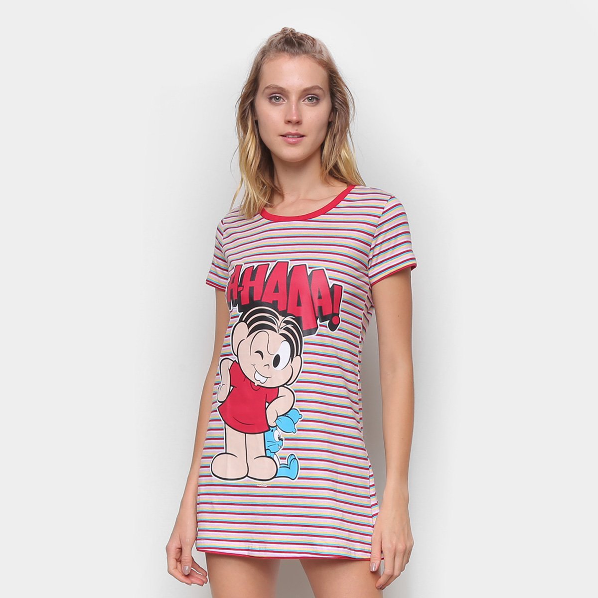 Camisola Evanilda Turma da Mônica Listrada
