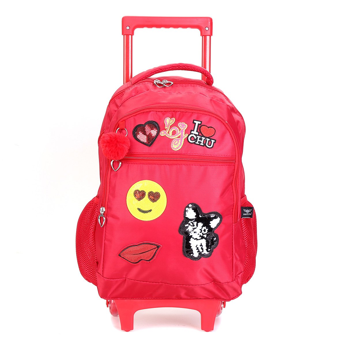 Mochila Santino Lili July Patches Paetês Com Rodinhas