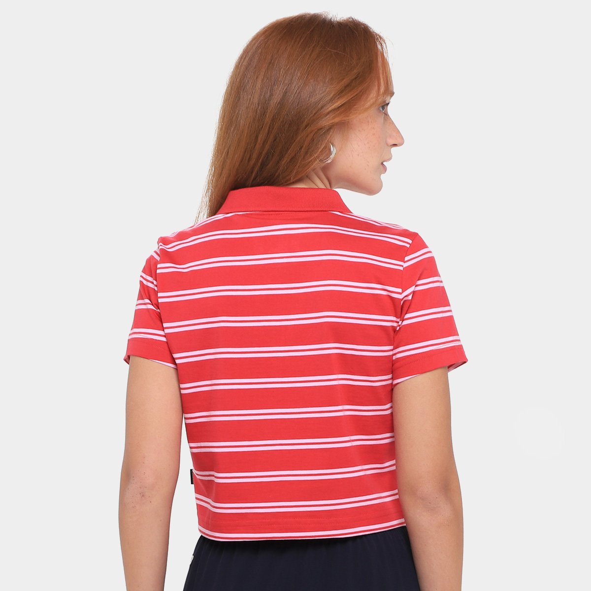 Camiseta Converse Polo Cropped Listrada Feminina - Tam: P - 1