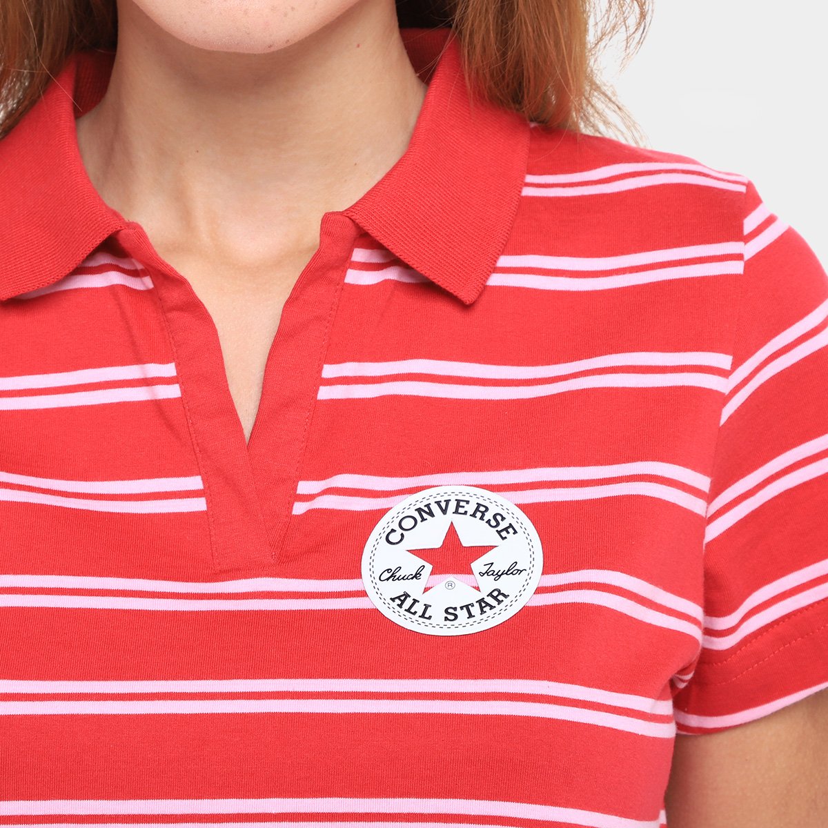 Camiseta Converse Polo Cropped Listrada Feminina - Tam: P - 2