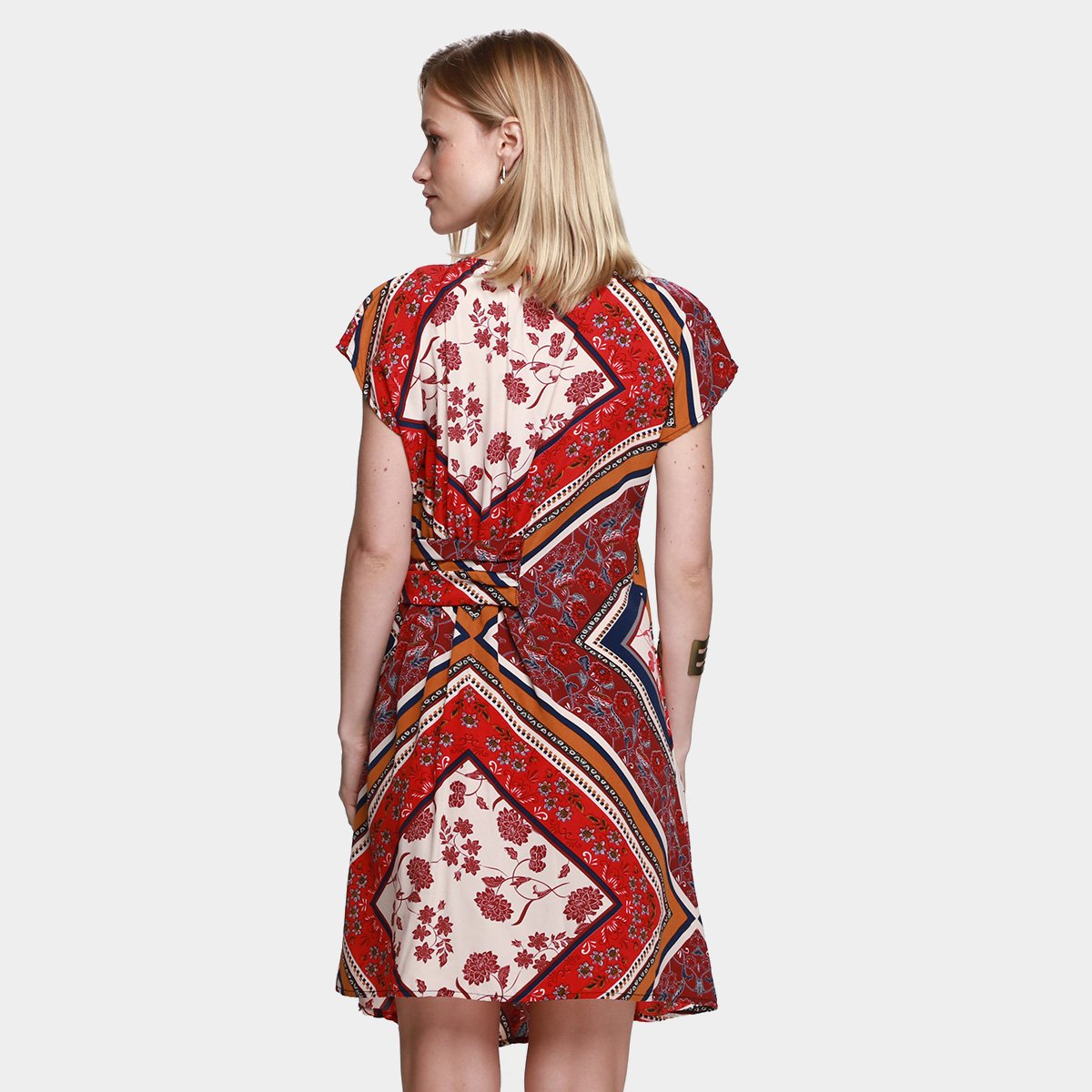 Vestido Top Moda Evasê Curto Estampado - Tam: P - 1