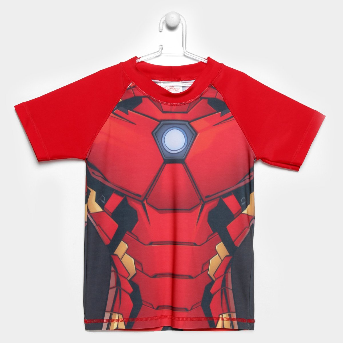 Camiseta de Praia Infantil Tip Top Com Proteção UV 50+ Avengers Manga Curta Masculina