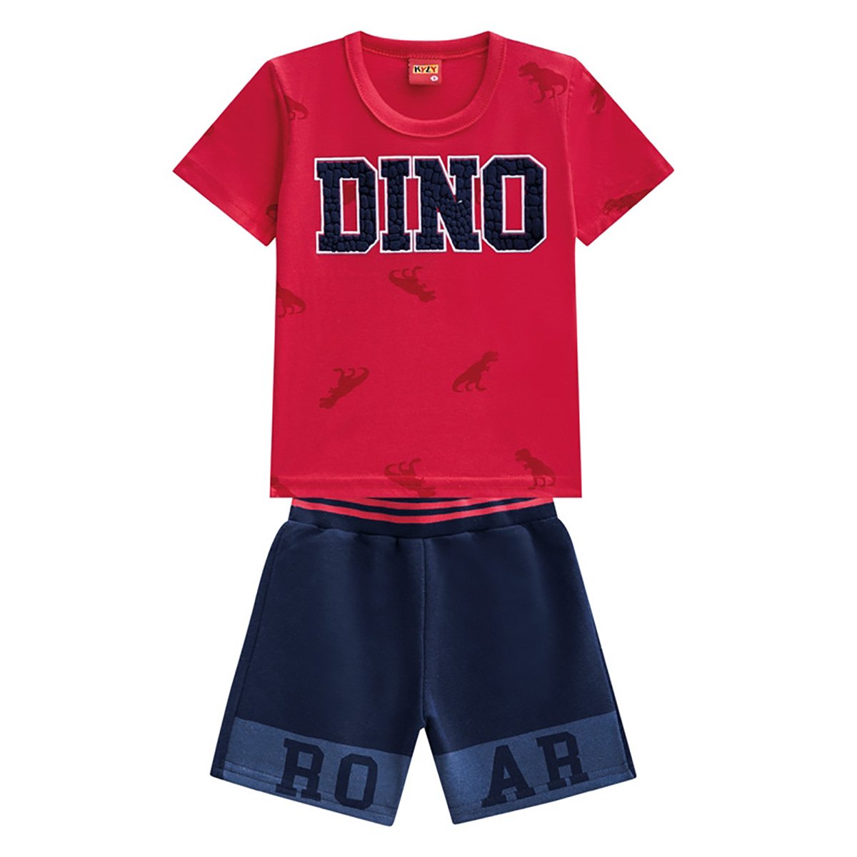 Conjunto Infantil Moletom Kyly Camiseta E Bermuda Dino Masculino