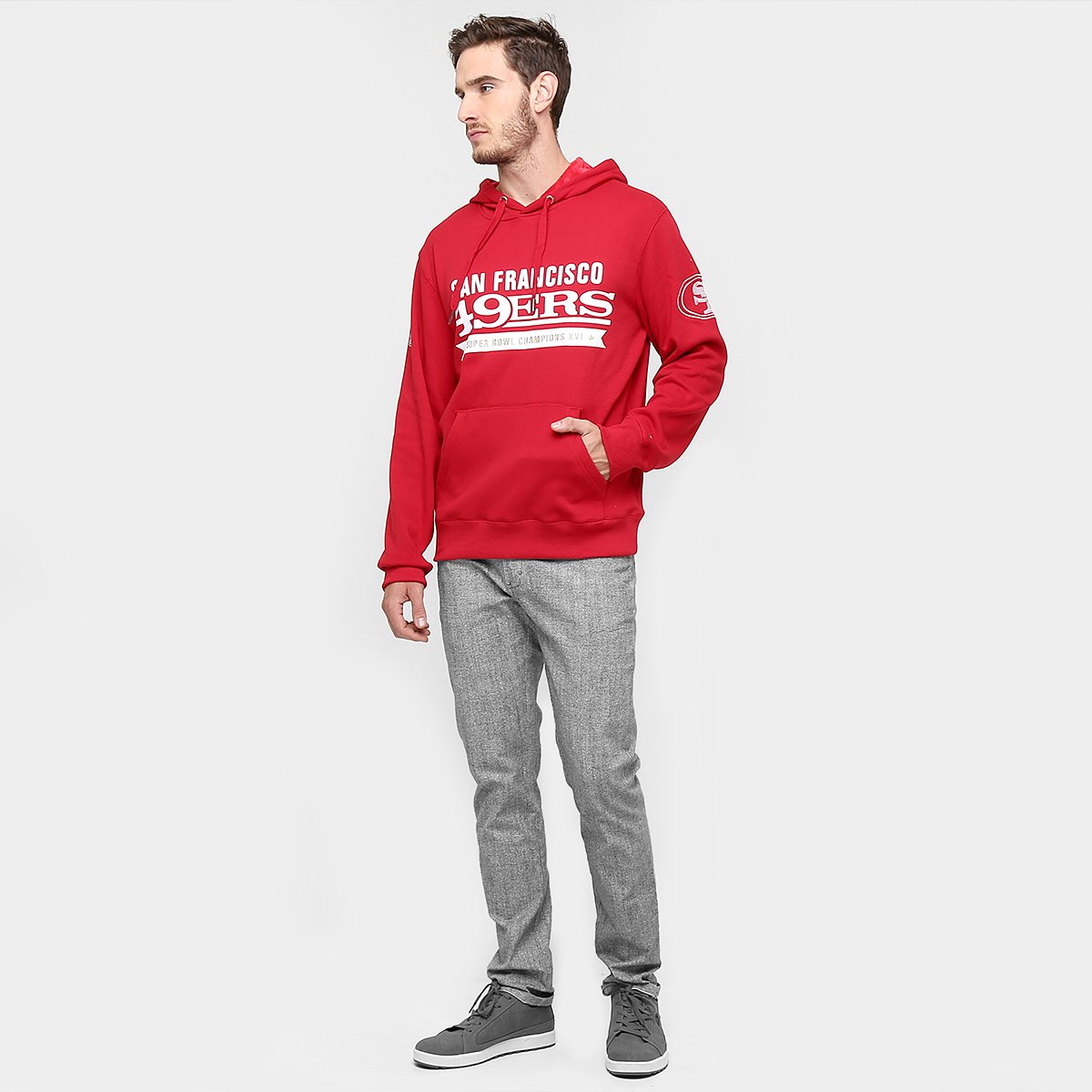 grey 49ers moletom com capuz