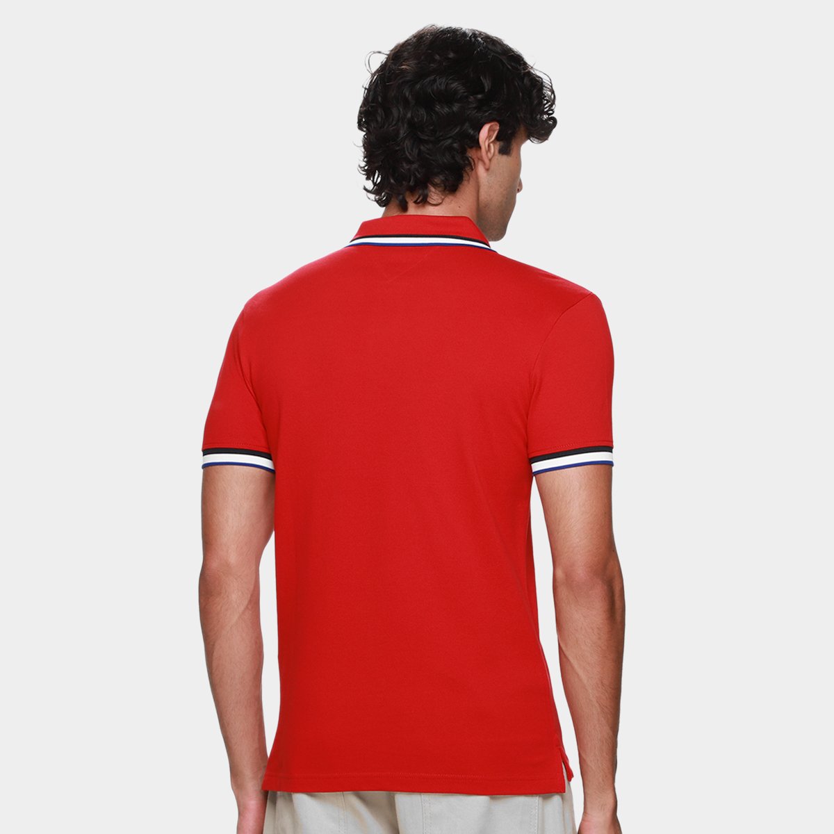 Camisa Polo Tommy Hilfiger Slim Fit Cuff Interest Masculina - Tam: P - 1