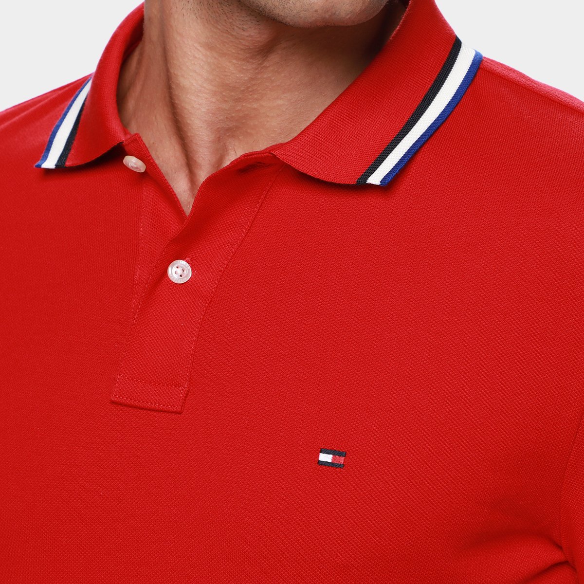 Camisa Polo Tommy Hilfiger Slim Fit Cuff Interest Masculina - Tam: P - 2