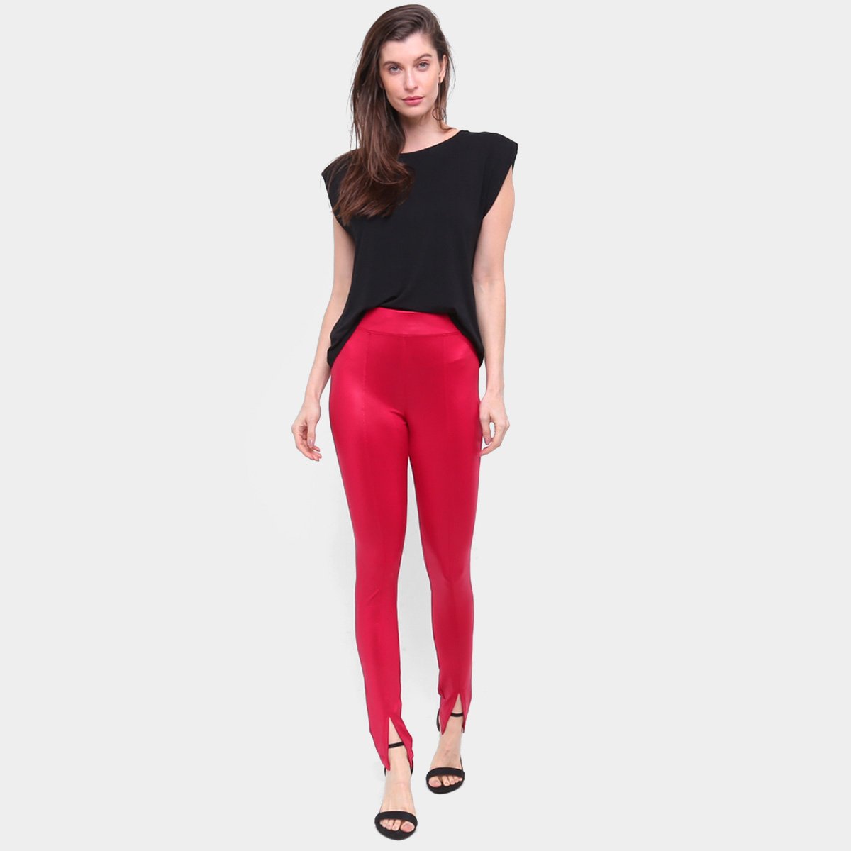 Calça Legging Influencer Cirrê Fenda Feminina - Tam: P - 2