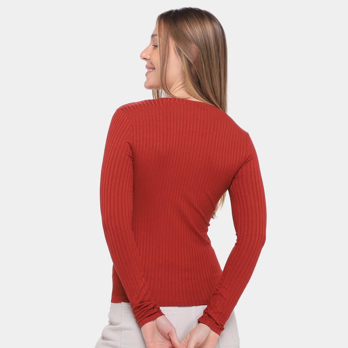 Blusa Lunender Canelada Tracy Manga Longa Feminina - Tam: P - 1