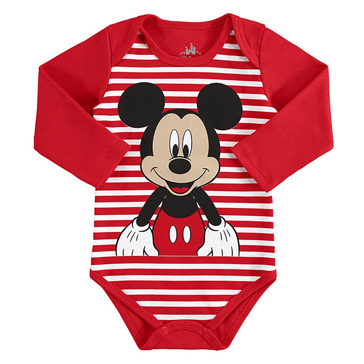 Body Bebê Disney Mickey Mouse Manga Longa Suedine Masculino
