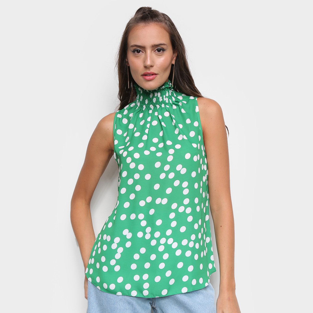 Blusa Lança Perfume Estampada Gola Alta Feminina