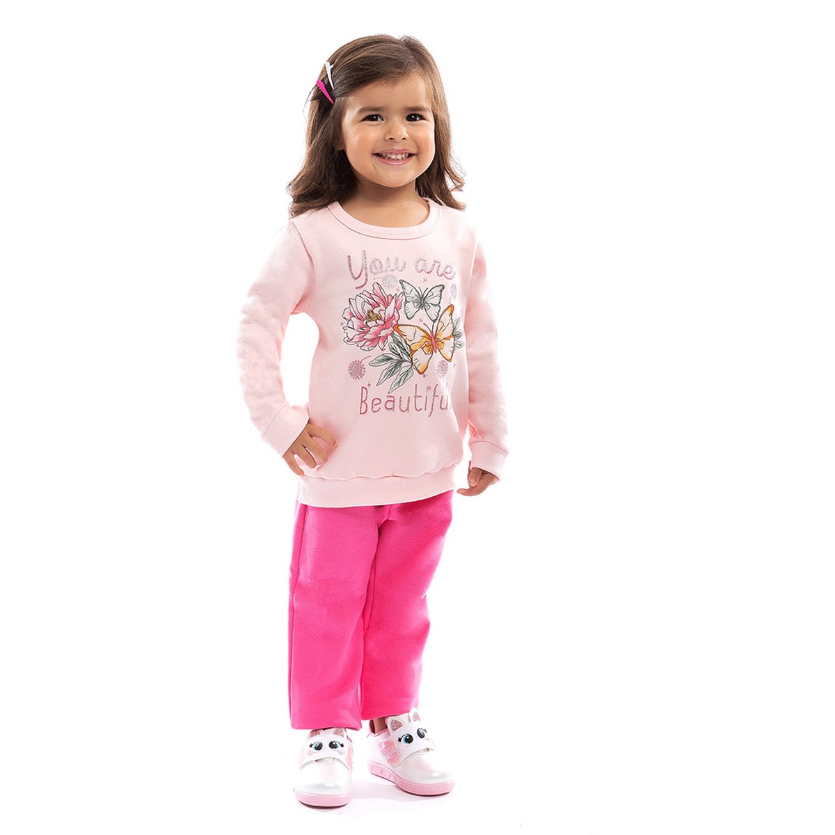 Conjunto Longo Bebê Brandili Flores Borboletas Feminino
