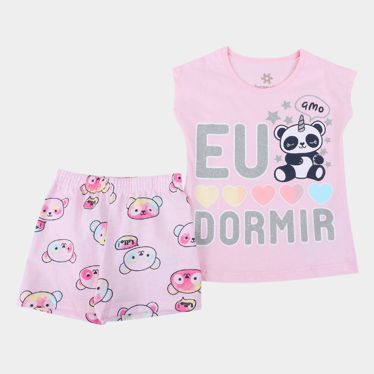 Pijama Curto Infantil Brandili Eu Amo Dormir Feminino