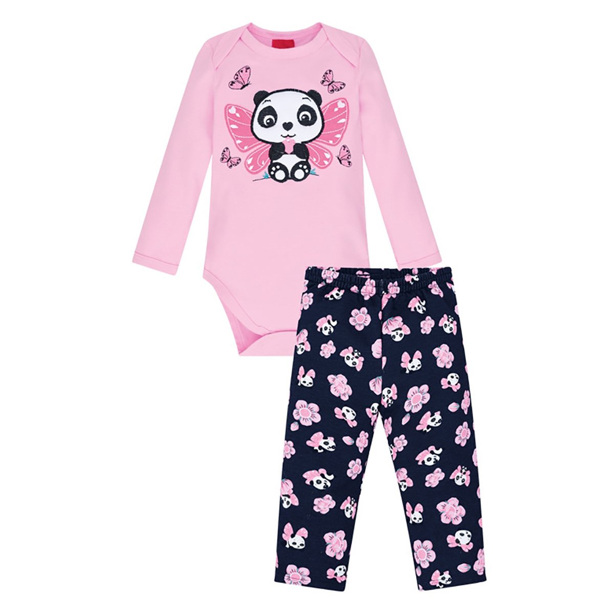 Conjunto Body Bebê Kyly Cotton Peluciado Longo