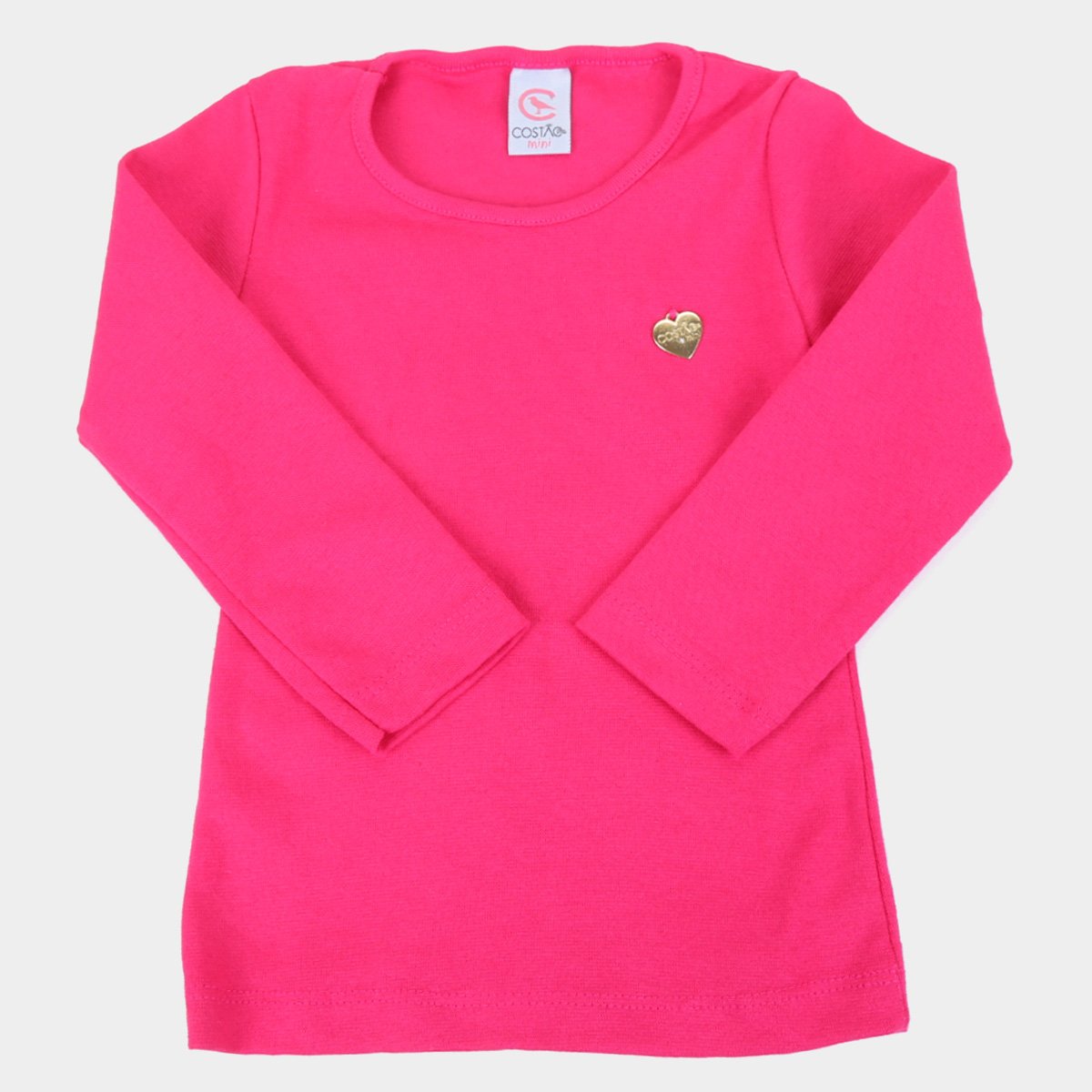 Blusa Infantil Costão Básica Rib Manga Longa Feminina