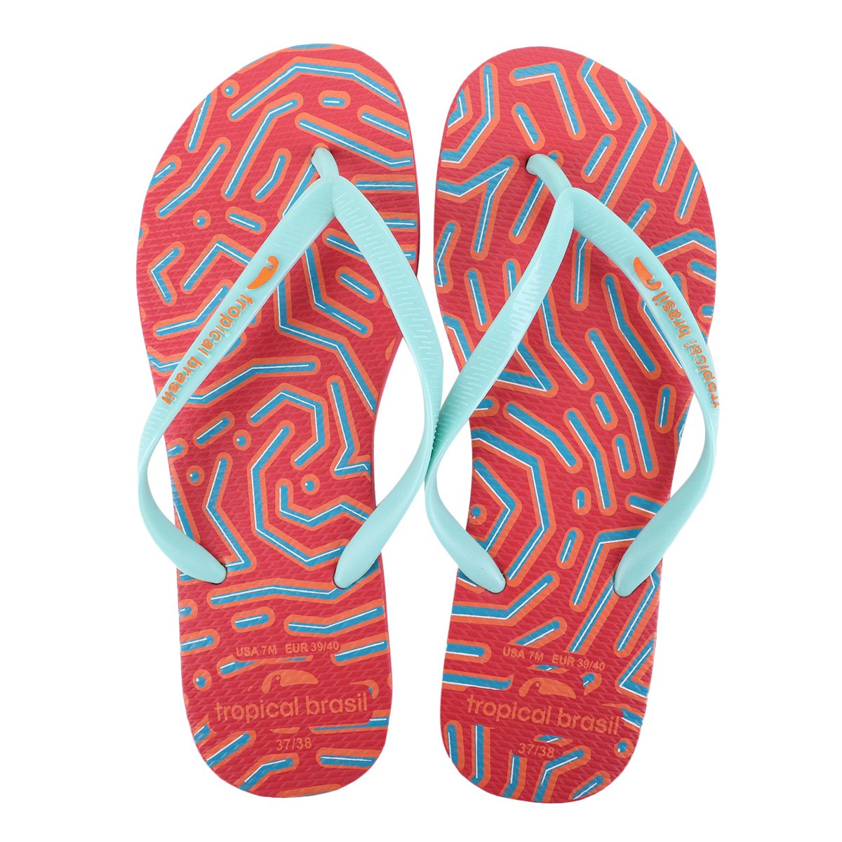 Kit Chinelo Tropical Brasil Estampado Slim Bicolor Feminino - Tam: 41/42 - 1