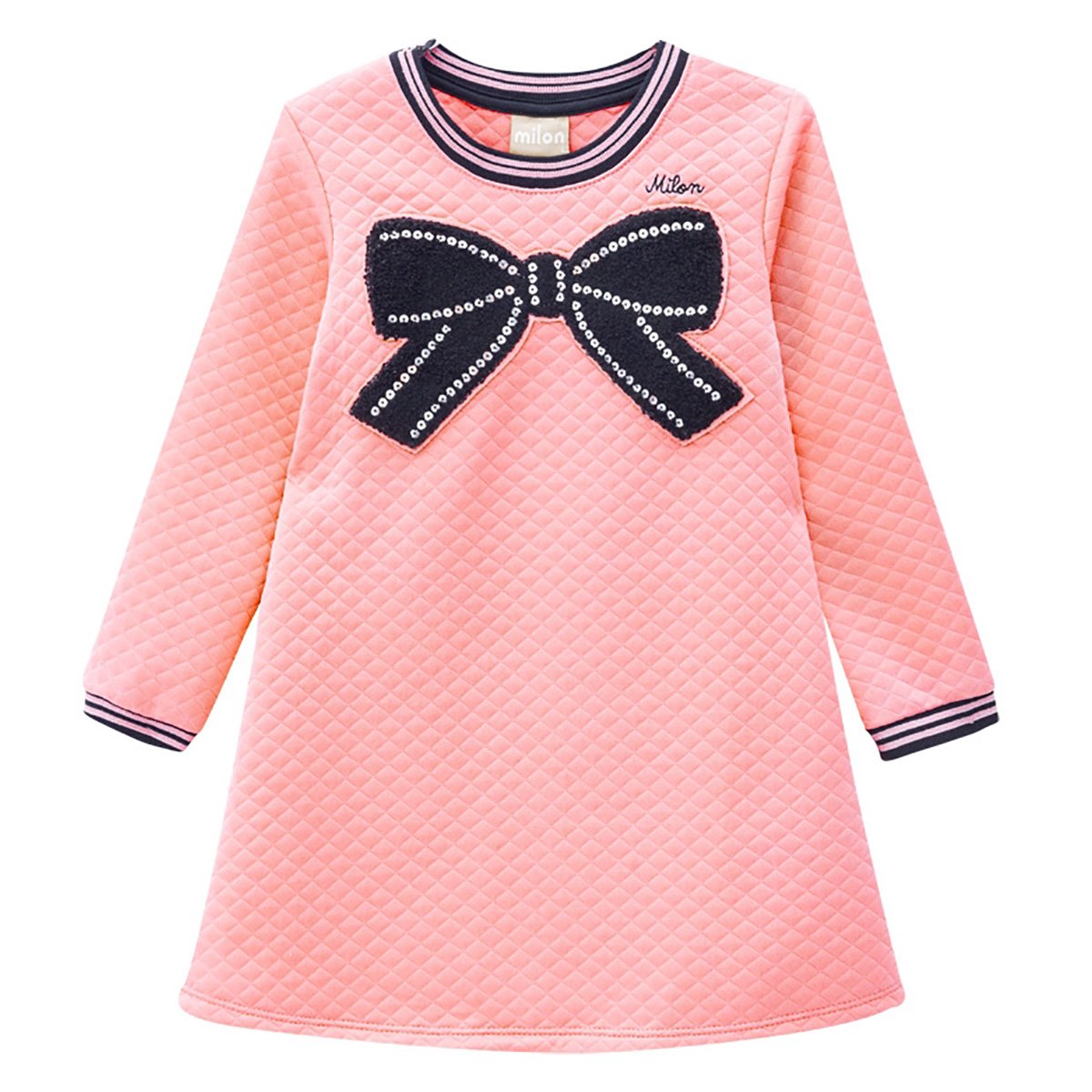 Vestido Infantil Milon Bordado Manga Longa Matelassê