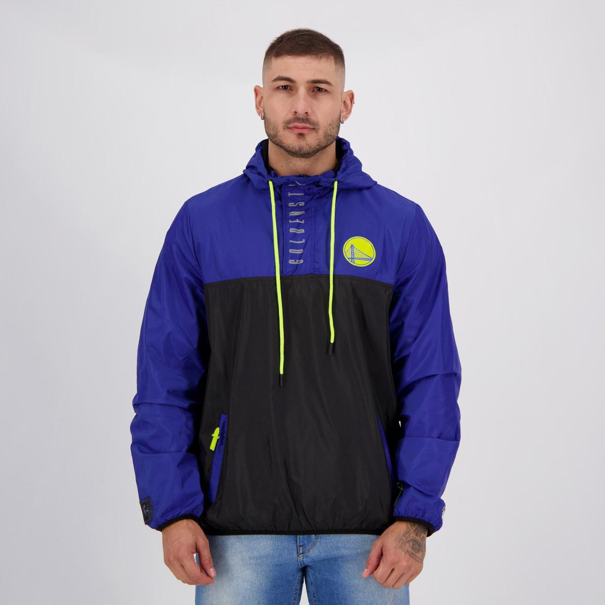 Jaqueta Corta Vento NBA Golden State Warriors Duo Color Windbreaker Masculina