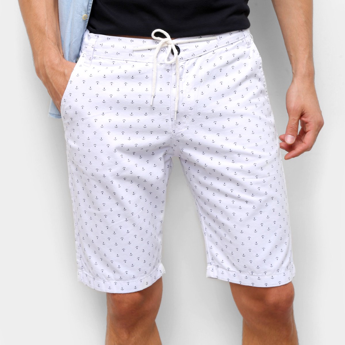 Bermuda Sarja Ecxo Âncora Masculina