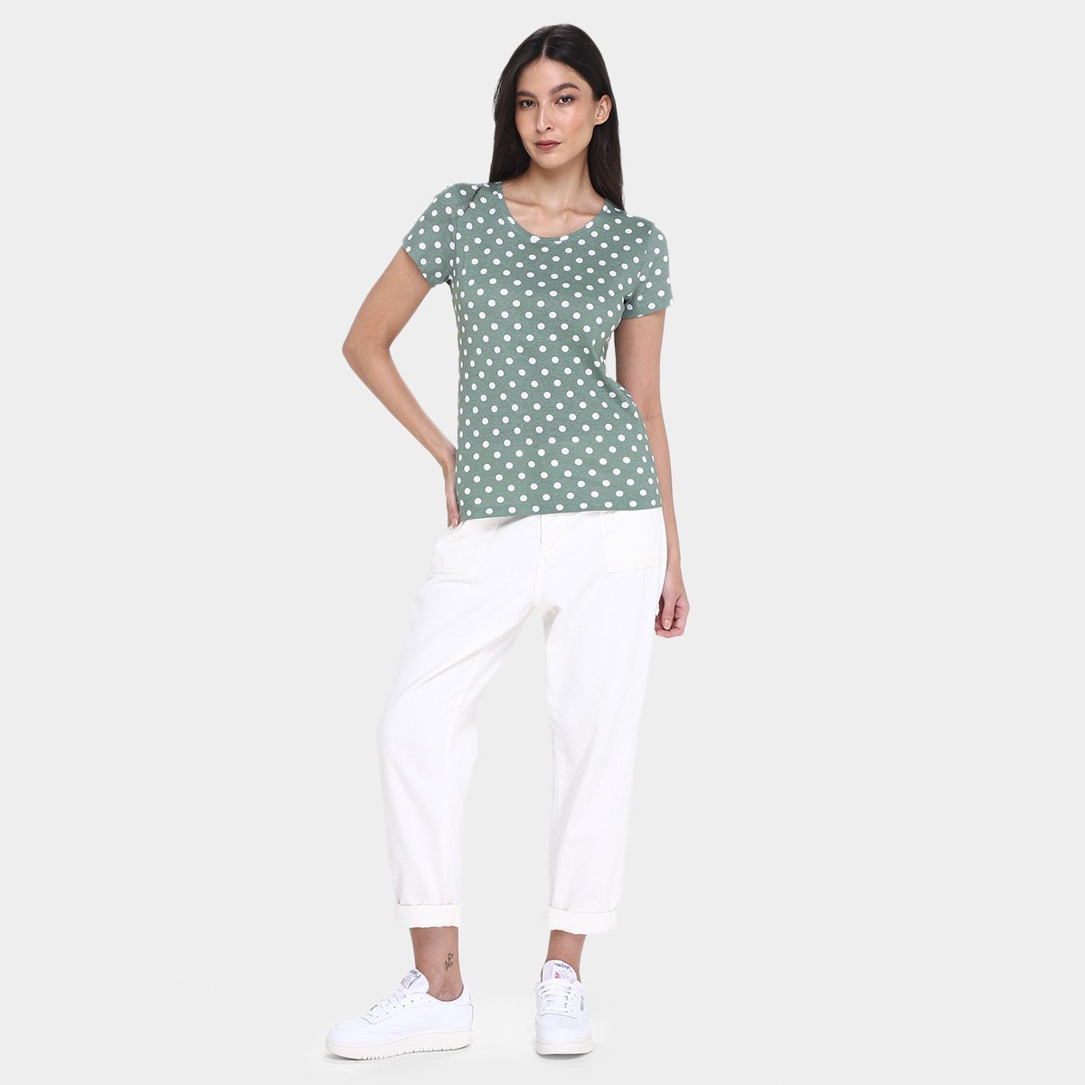 Kit Camiseta Básicos Poá c/ 2 Peças Feminina - Tam: P - 4