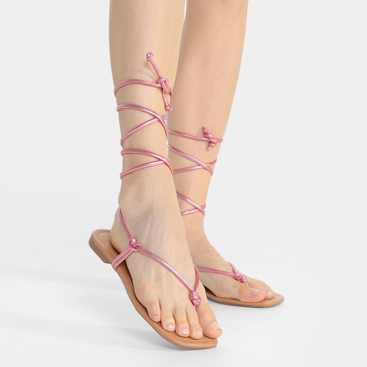 Rasteira Shoestock Metalizada Amarração - Tam: 39 - 2