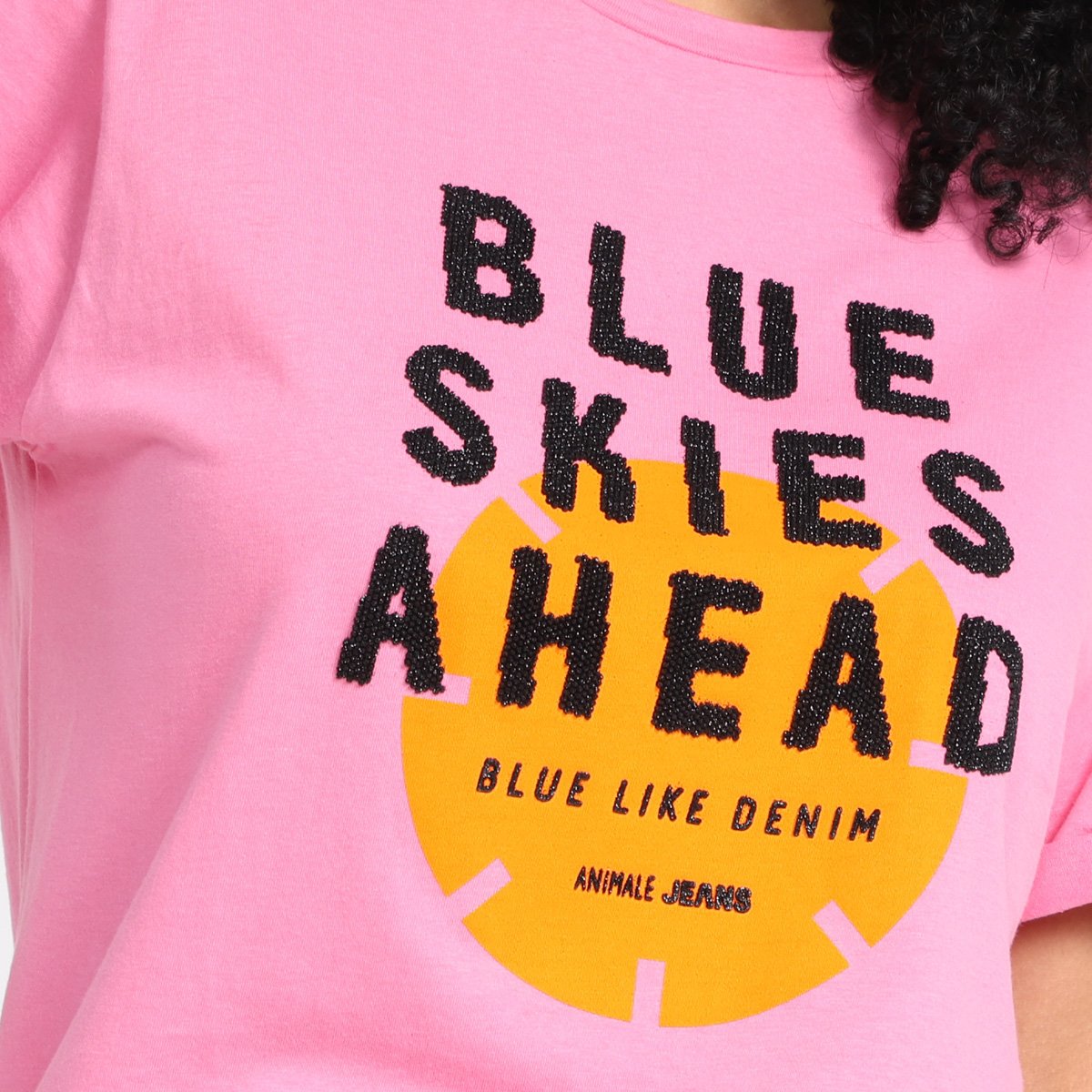 T-Shirt Animale Jeans Blue Skies Ahead Feminina - Tam: EP - 2
