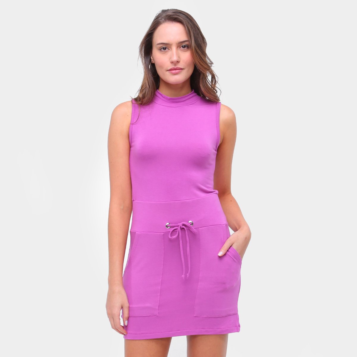 Vestido Volare Curto Moletinho Com Bolsos