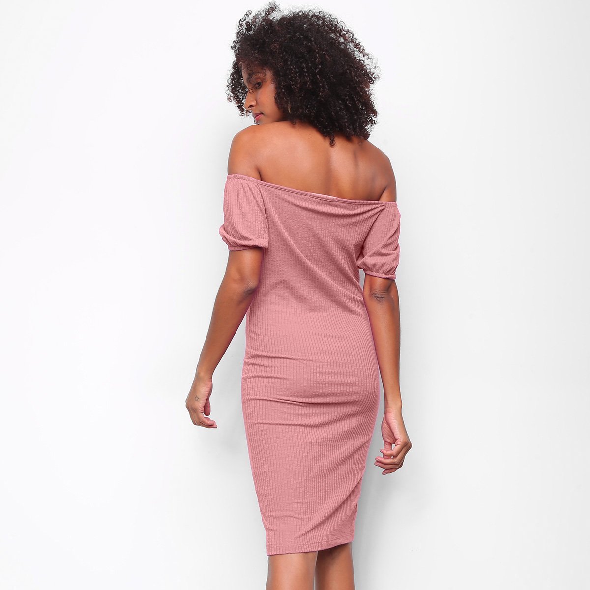 Vestido Volare Midi Canelado Com Botões E Manga Princesa - Tam: M - 1