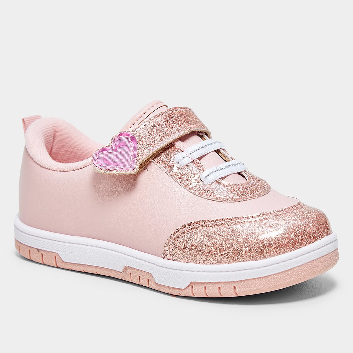 Tênis Bebê Molekinha Coração Glitter Menina - Tam: 21 - 1