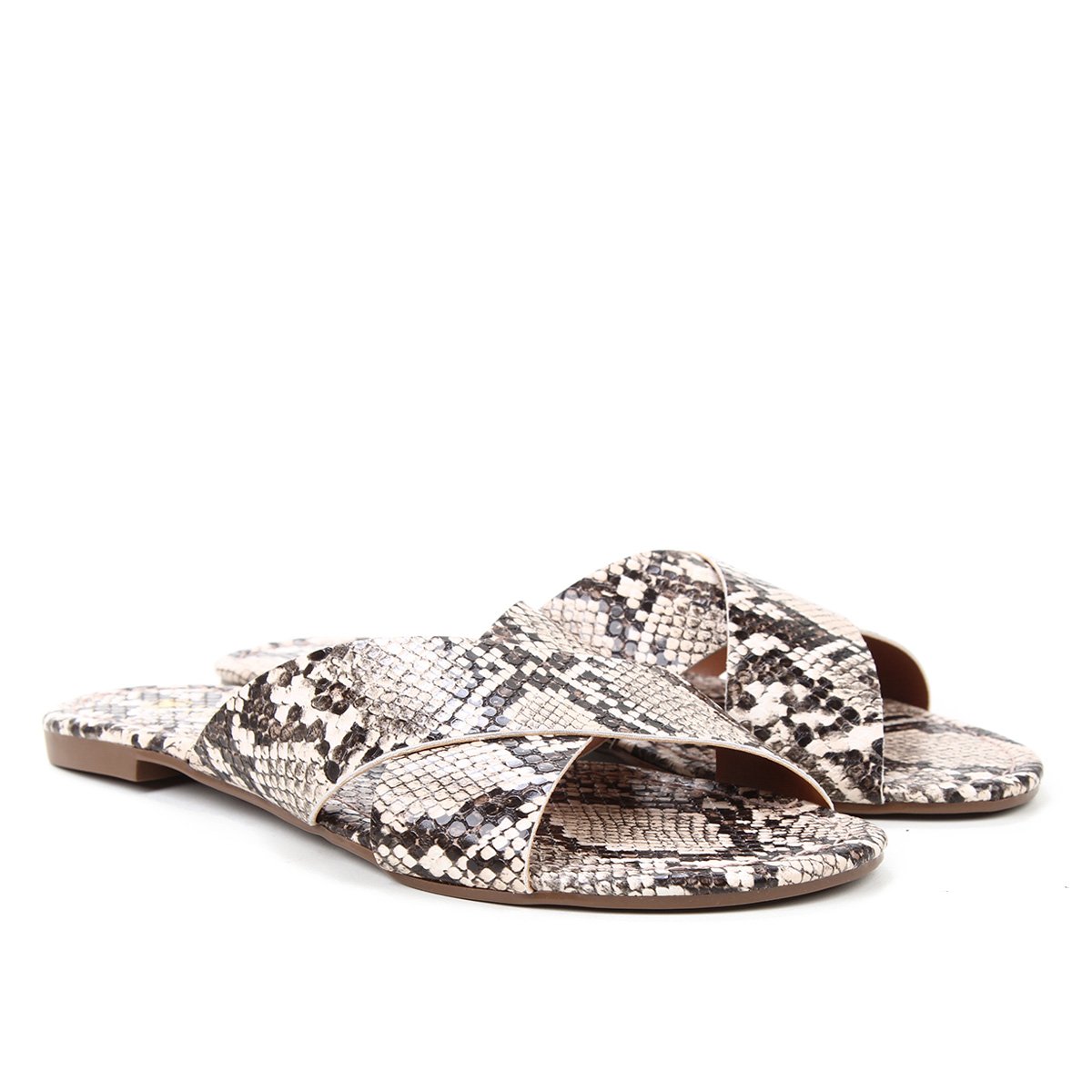 Rasteira Via Uno Animal Print Snake Feminina