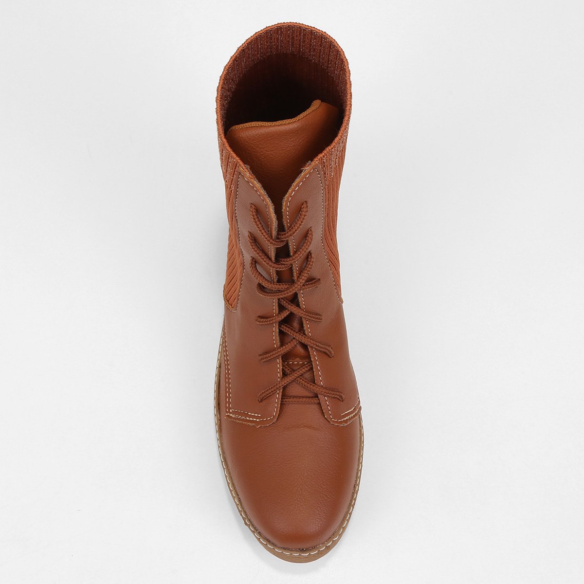Bota Coturno Cano Curto Look Fashion Knit Feminina - Tam: 38 - 3