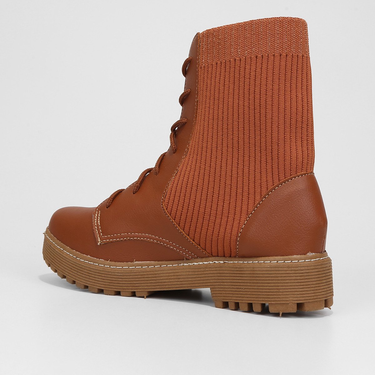 Bota Coturno Cano Curto Look Fashion Knit Feminina - Tam: 38 - 4