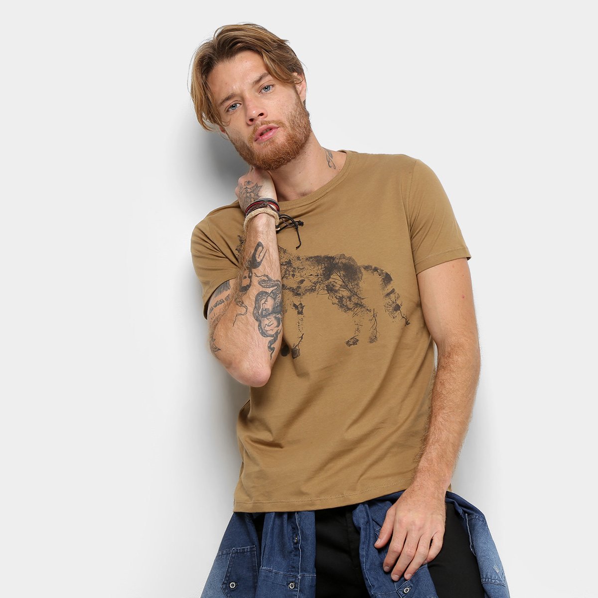 Camiseta Acostamento Estampada Masculina