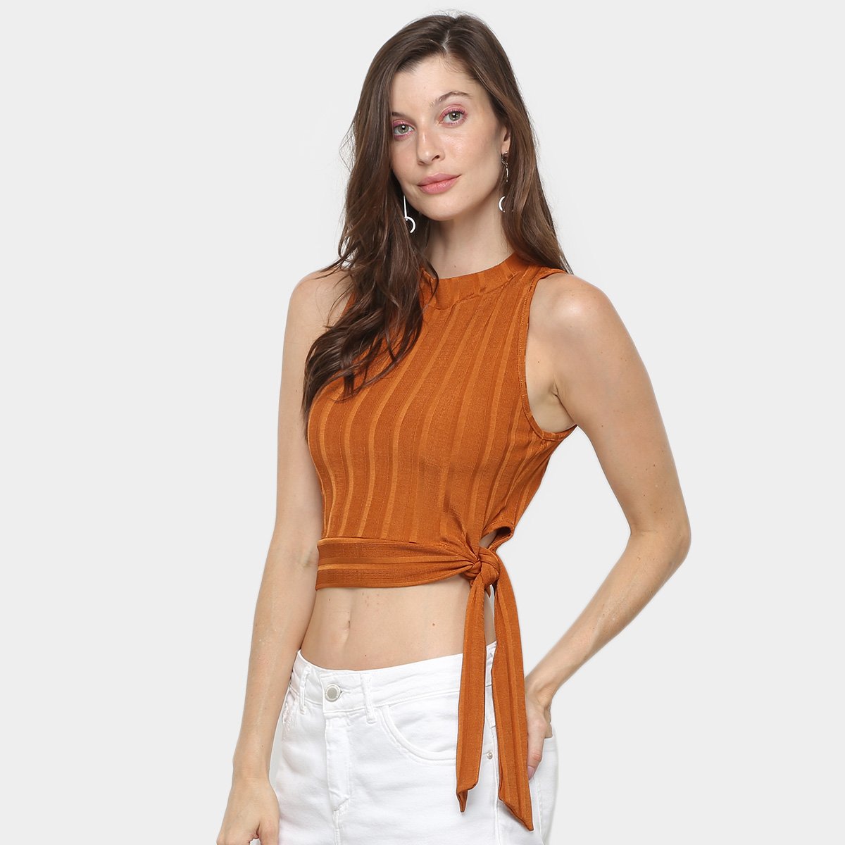 Blusa Cropped Vide Bula Laço Lateral Feminina