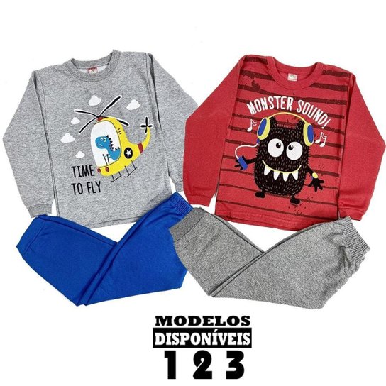 2 Conjuntos Agasalho sem Capuz de Inverno Moletom CINZA e VERMELHO Menino do 1/2/3 Anos - Cinza Menor preço em 2 Conjuntos Agasalho sem Capuz de Inverno Moletom CINZA e VERMELHO Menino do 1/2/3 Anos - Cinza