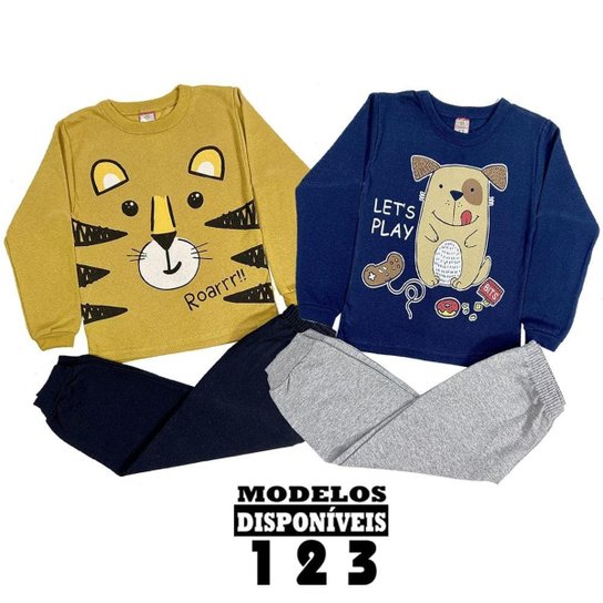 2 Conjuntos Agasalho Sem Capuz de Inverno Moletom Menino 1 a 3 Anos - Mostarda Menor preço em 2 Conjuntos Agasalho Sem Capuz de Inverno Moletom Menino 1 a 3 Anos - Mostarda