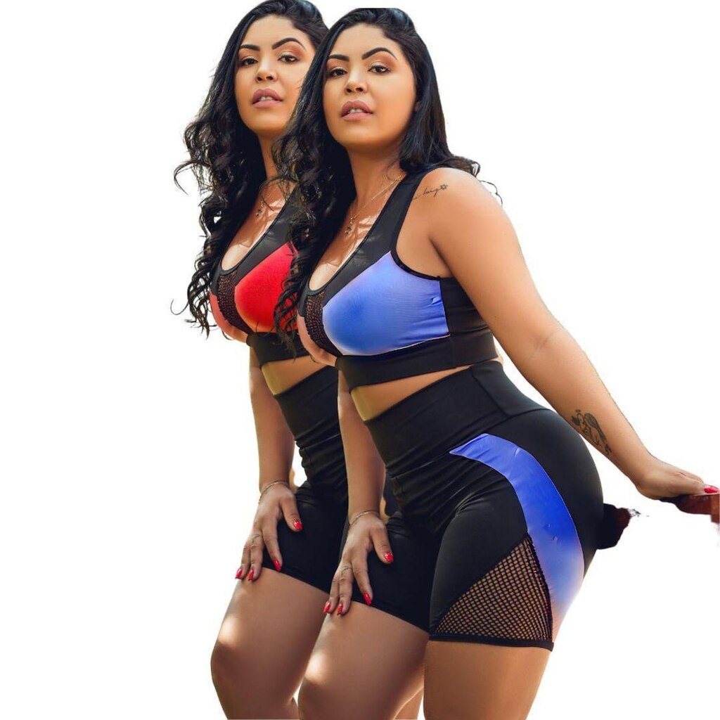 2 Conjuntos Roupa de Academia Feminino Top E Short Bermuda