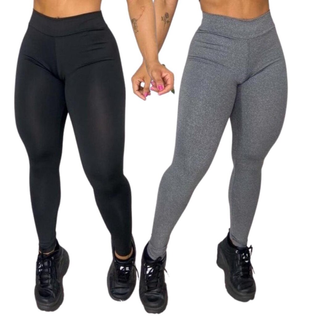 2 Legging Básica Cintura Alta Suplex Academia