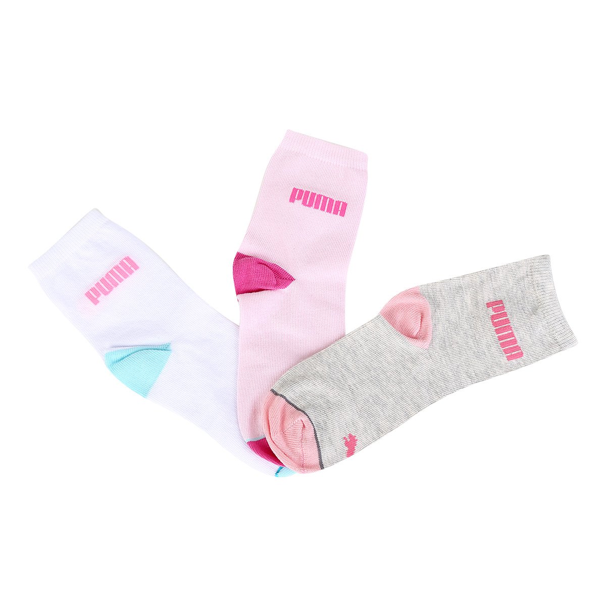 Kit Meia Infantil Puma Cano Longo 3 Pares