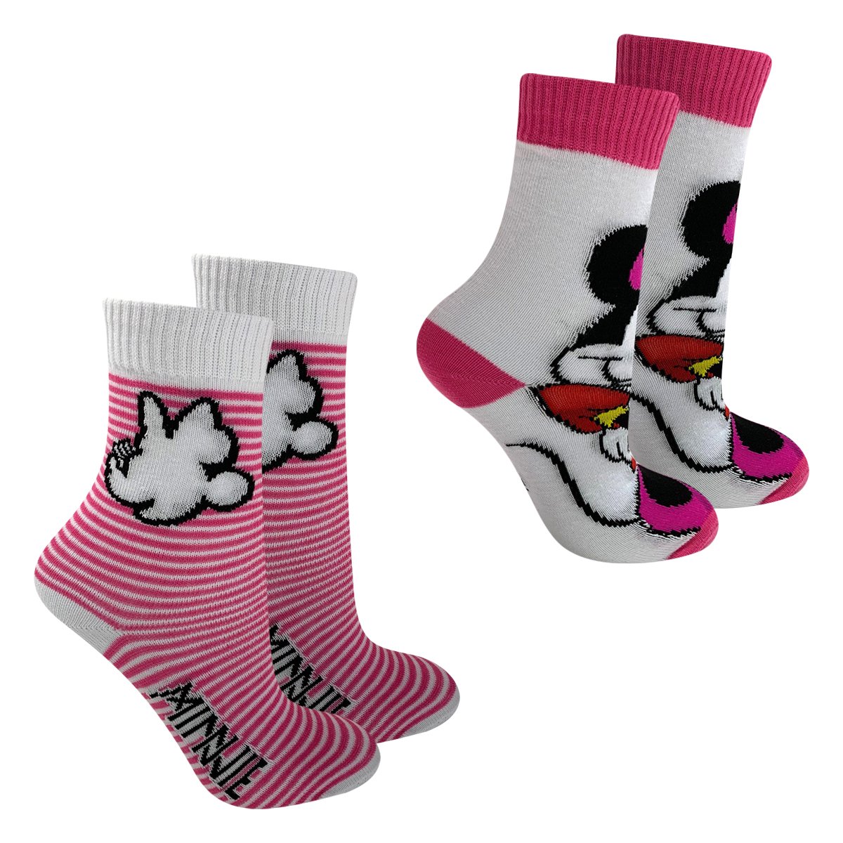 Kit Meia Infantil Disney Cano Longo Minnie Com 2 Pares Feminino