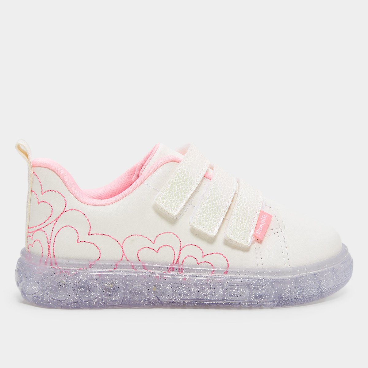 Tênis Infantil Pampili Corações + Led Menina - Tam: 29 - 1